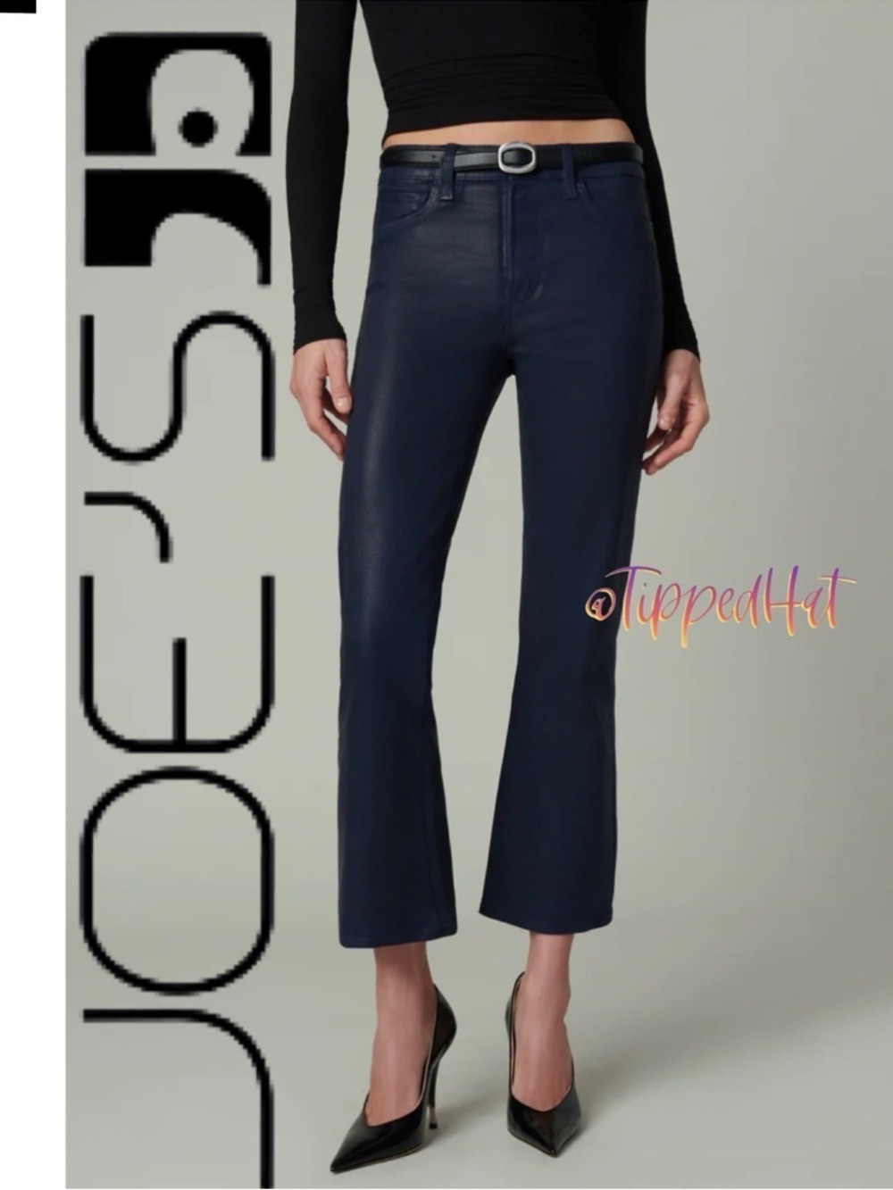 NWT $218 Joe’s Jeans Callie High Rise Cropped Bootcut – Navy Coated –